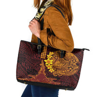 Hawaii Volcano Leather Tote Bag Polynesian and Kakau Pattern LT03 Red - Polynesian Pride