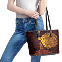 Hawaii Volcano Leather Tote Bag Polynesian and Kakau Pattern LT03 - Polynesian Pride