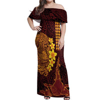 Hawaii Volcano Off Shoulder Maxi Dress Polynesian and Kakau Pattern LT03 Women Red - Polynesian Pride