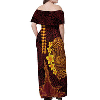 Hawaii Volcano Off Shoulder Maxi Dress Polynesian and Kakau Pattern LT03 - Polynesian Pride