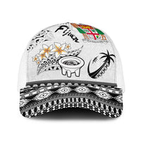 Fijian Traditional Culture Baseball Net Cap Tapa Tribal Tattoos LT03 One Size White White - Polynesian Pride