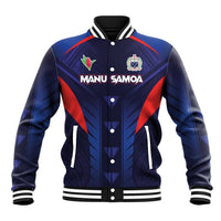 Custom Rugby Samoa Baseball Jacket Siva Tau Spirit Sporty Vibes LT03 Unisex Navy - Polynesian Pride