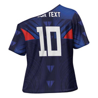 Custom Rugby Samoa Cross Shoulder Shirt Siva Tau Spirit Sporty Vibes LT03 - Polynesian Pride