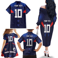 Custom Rugby Samoa Family Matching Off The Shoulder Long Sleeve Dress and Hawaiian Shirt Siva Tau Spirit Sporty Vibes - Polynesian Pride