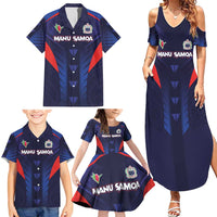 Custom Rugby Samoa Family Matching Summer Maxi Dress and Hawaiian Shirt Siva Tau Spirit Sporty Vibes - Polynesian Pride