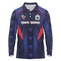 Custom Rugby Samoa Long Sleeve Polo Shirt Siva Tau Spirit Sporty Vibes - Polynesian Pride