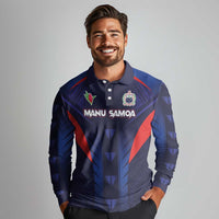 Custom Rugby Samoa Long Sleeve Polo Shirt Siva Tau Spirit Sporty Vibes - Polynesian Pride