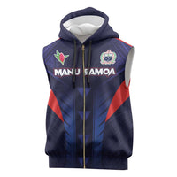 Custom Rugby Samoa Sleeveless Zip Hoodie Siva Tau Spirit Sporty Vibes LT03 Navy - Polynesian Pride