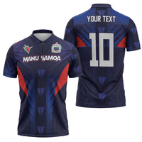 Custom Rugby Samoa Zipper Polo Shirt Siva Tau Spirit Sporty Vibes - Polynesian Pride