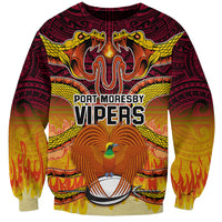 PNG Port Moresby Vipers Rugby Sweatshirt Fire Vipers Mix PNG Bird Polynesian Tattoo LT03 Unisex Yellow - Polynesian Pride