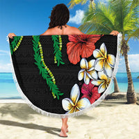 Hawaiian Tropical Flowers and Maile Pikake Beach Blanket Polynesian Tribal Pattern Black Color LT03 - Polynesian Pride