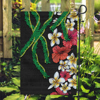 Hawaiian Tropical Flowers and Maile Pikake Garden Flag Polynesian Tribal Pattern Black Color LT03 Garden Flag Black - Polynesian Pride