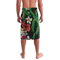 Hawaiian Tropical Flowers and Maile Pikake Lavalava Polynesian Tribal Pattern Black Color LT03 - Polynesian Pride