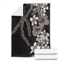 Hawaiian Tropical Flowers and Maile Pikake Blanket Polynesian Tribal Pattern Grayscale Mode LT03 - Polynesian Pride