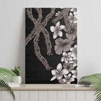 Hawaiian Tropical Flowers and Maile Pikake Canvas Wall Art Polynesian Tribal Pattern Grayscale Mode LT03 - Polynesian Pride
