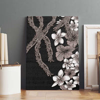 Hawaiian Tropical Flowers and Maile Pikake Canvas Wall Art Polynesian Tribal Pattern Grayscale Mode LT03 - Polynesian Pride