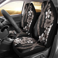 Hawaiian Tropical Flowers and Maile Pikake Car Seat Cover Polynesian Tribal Pattern Grayscale Mode