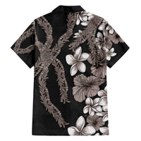 Hawaiian Tropical Flowers and Maile Pikake Hawaiian Shirt Polynesian Tribal Pattern Grayscale Mode LT03 - Polynesian Pride