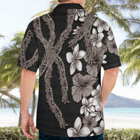 Hawaiian Tropical Flowers and Maile Pikake Hawaiian Shirt Polynesian Tribal Pattern Grayscale Mode LT03 - Polynesian Pride