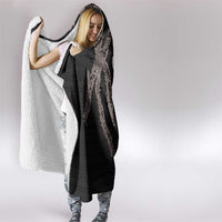 Hawaiian Tropical Flowers and Maile Pikake Hooded Blanket Polynesian Tribal Pattern Grayscale Mode LT03 - Polynesian Pride