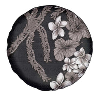 Hawaiian Tropical Flowers and Maile Pikake Spare Tire Cover Polynesian Tribal Pattern Grayscale Mode LT03 - Polynesian Pride