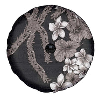 Hawaiian Tropical Flowers and Maile Pikake Spare Tire Cover Polynesian Tribal Pattern Grayscale Mode LT03 - Polynesian Pride