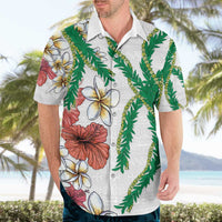 Hawaiian Tropical Flowers and Maile Pikake Hawaiian Shirt Polynesian Tribal Pattern White Color LT03 - Polynesian Pride