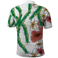 Hawaiian Tropical Flowers and Maile Pikake Polo Shirt Polynesian Tribal Pattern White Color LT03 - Polynesian Pride
