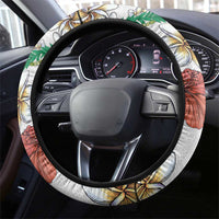 Hawaiian Tropical Flowers and Maile Pikake Steering Wheel Cover Polynesian Tribal Pattern White Color LT03 - Polynesian Pride