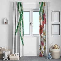 Hawaiian Tropical Flowers and Maile Pikake Window Curtain Polynesian Tribal Pattern White Color LT03 - Polynesian Pride
