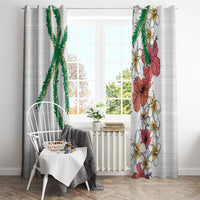 Hawaiian Tropical Flowers and Maile Pikake Window Curtain Polynesian Tribal Pattern White Color LT03 - Polynesian Pride