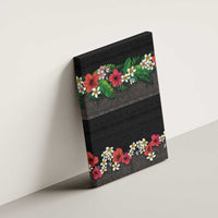 Hawaiian Tropical Flowers and Tribal Polynesian Tattoo Canvas Wall Art Black Color LT03 - Polynesian Pride