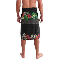 Hawaiian Tropical Flowers and Tribal Polynesian Tattoo Lavalava Black Color LT03 - Polynesian Pride