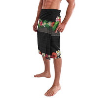 Hawaiian Tropical Flowers and Tribal Polynesian Tattoo Lavalava Black Color LT03 - Polynesian Pride