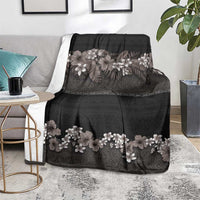Hawaiian Tropical Flowers and Tribal Polynesian Tattoo Blanket Grayscale Mode LT03 - Polynesian Pride