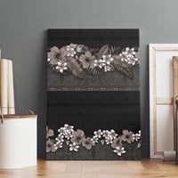 Hawaiian Tropical Flowers and Tribal Polynesian Tattoo Canvas Wall Art Grayscale Mode LT03 - Polynesian Pride