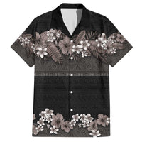 Hawaiian Tropical Flowers and Tribal Polynesian Tattoo Hawaiian Shirt Grayscale Mode LT03 Black - Polynesian Pride