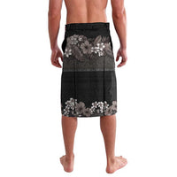 Hawaiian Tropical Flowers and Tribal Polynesian Tattoo Lavalava Grayscale Mode LT03 - Polynesian Pride