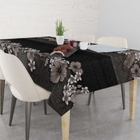 Hawaiian Tropical Flowers and Tribal Polynesian Tattoo Tablecloth Grayscale Mode LT03 - Polynesian Pride