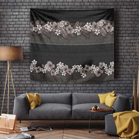 Hawaiian Tropical Flowers and Tribal Polynesian Tattoo Tapestry Grayscale Mode LT03 - Polynesian Pride