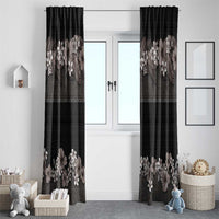 Hawaiian Tropical Flowers and Tribal Polynesian Tattoo Window Curtain Grayscale Mode LT03 - Polynesian Pride