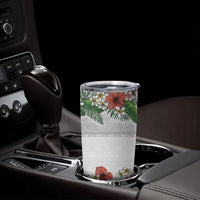 Hawaiian Tropical Flowers and Tribal Polynesian Tattoo Tumbler Cup White Color
