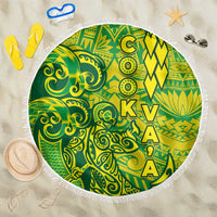 Cook Islands Va'a Polynesian Art Tattoo Beach Blanket National Color LT03 One Size 150cm Green - Yellow - Polynesian Pride