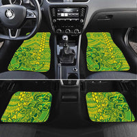 Cook Islands Va'a Polynesian Art Tattoo Car Mats National Color LT03 Set 4pcs Green - Yellow - Polynesian Pride