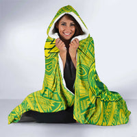 Cook Islands Va'a Polynesian Art Tattoo Hooded Blanket National Color LT03 - Polynesian Pride