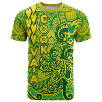Cook Islands Va'a Polynesian Art Tattoo T Shirt National Color LT03 Green - Yellow - Polynesian Pride