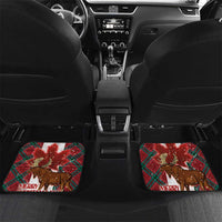 Canadian Christmas - Moose and Maple Retro Style Car Mats LT03 Set 2pcs - Back Red - Polynesian Pride