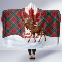 Canadian Christmas - Moose and Maple Retro Style Hooded Blanket LT03 One Size Red - Polynesian Pride