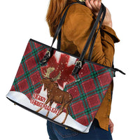 Canadian Christmas - Moose and Maple Retro Style Leather Tote Bag LT03 - Polynesian Pride