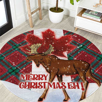 Canadian Christmas - Moose and Maple Retro Style Round Carpet